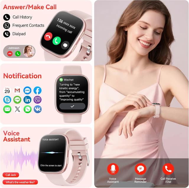 Detalle 2 de 1.83" HD Bluetooth Call Smart Watch (Heart Rate/SpO2/Sleep, 120+ Sport Modes, IP67) for Android & iOS