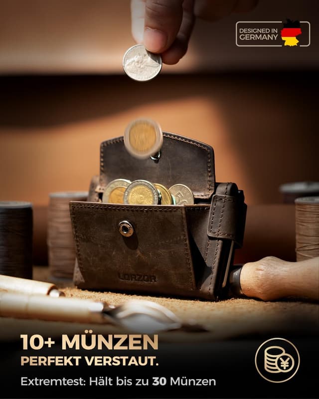 Detalle 2 de LORZOR AirTag Wallet mit XXL Münzfach 30 Münzen