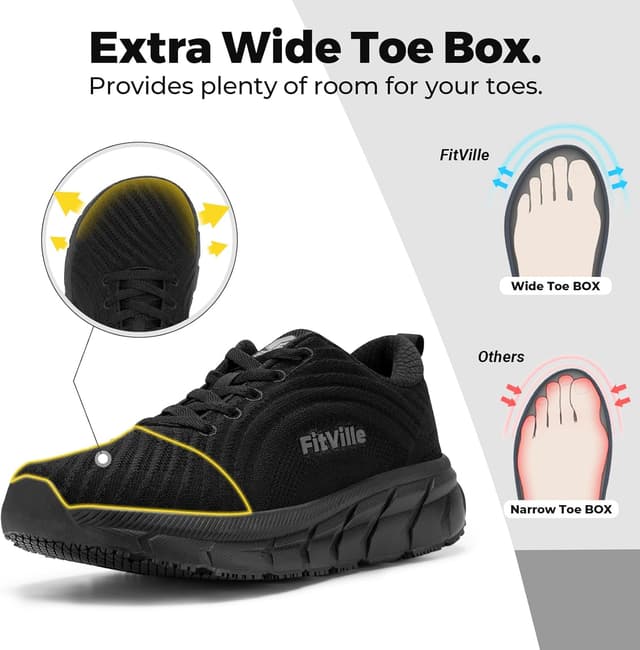 Detalle 2 de FitVille Damen Laufschuhe mit weiter Zehenbox – atmungsaktive Walking- und Joggingsneaker