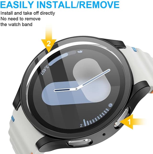 Detalle 2 de OFFCUP Case with Screen Protector for Samsung Galaxy Watch 7 40mm (2024) – 2 Pack, Black