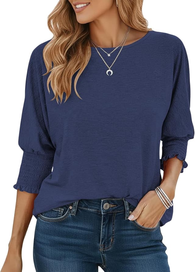 Thumbnail 6 de Cuptacc Damen Langarmshirt mit Rundhalsausschnitt – lose Tunika-Optik mit 3/4-Ärmeln