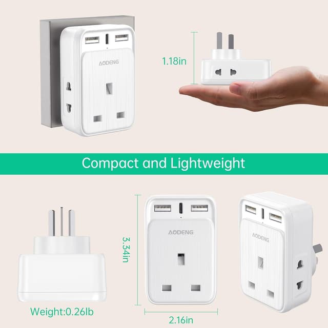 Thumbnail 3 de UK to Australia Plug Adapter 6-in-1 2 Pack with USB-C 🔌