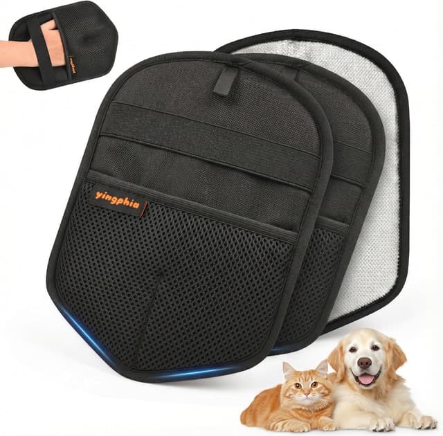 Detalle de Washable Reusable Pet Hair Remover Glove (Electrostatic Fur Removal) – black, 2pcs