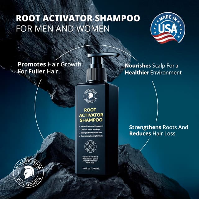Detalle de Root Activator Shampoo for Men (Made in USA) — Herbal Hair Growth Shampoo for Thinning Hair