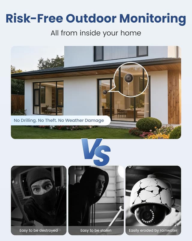 Thumbnail 6 de AKINGUAR 2-Pack 3MP 2K Window Camera (WiFi 2.4GHz & 5GHz) with Full-Colour Night Vision & AI Alerts