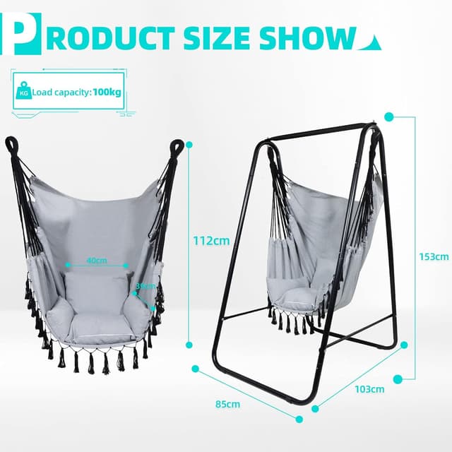 Thumbnail 2 de CCLIFE Chaise suspendue jardin 100 kg