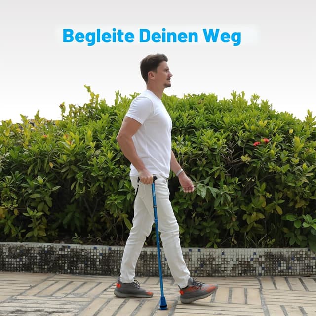 Detalle 2 de HealthBAZAAR faltbarer Gehstock für alle Gelände, 8-fach höhenverstellbar (78–96 cm), mit Stoßdämpfung
