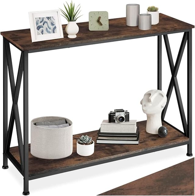 Detalle de TecTake® Mesa Consola Recibidor Estilo Industrial 🏠 Madera Oscura