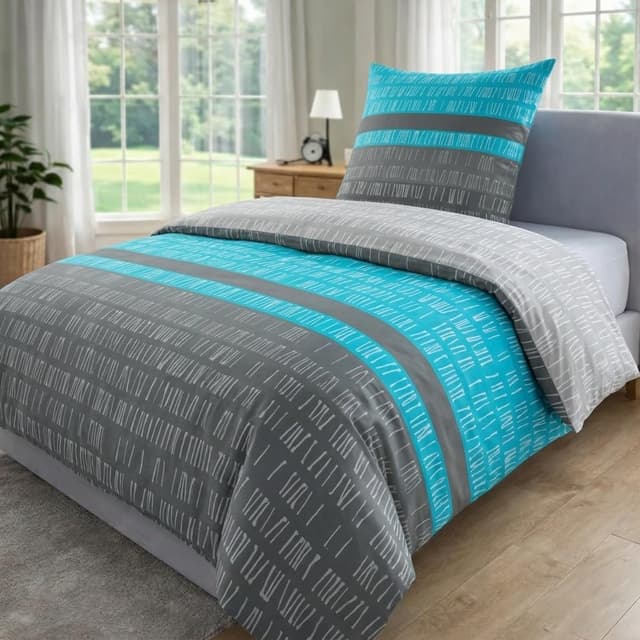 Detalle de MALIKA Bettwäsche-Set 135x200 aus Baumwolle (Renforcé) inkl. Kissenbezug 80x80, Oeko-TEX mit Reißverschluss