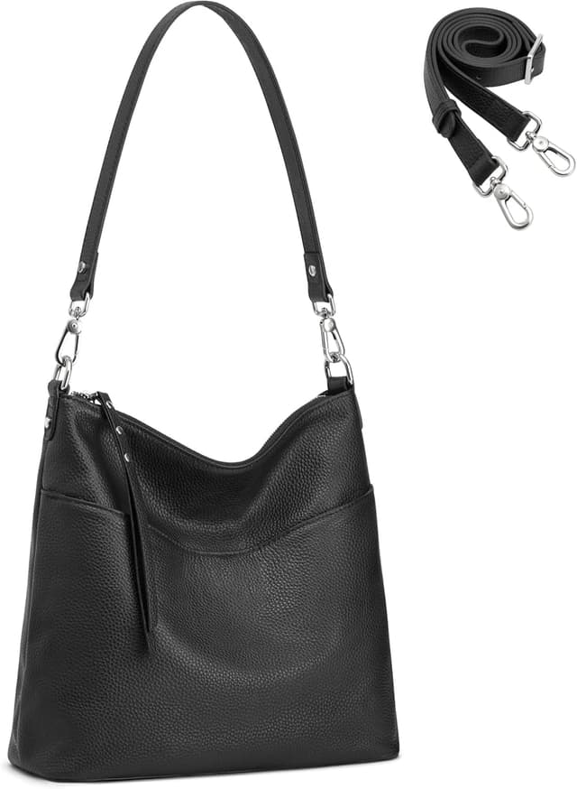 Thumbnail 6 de S-ZONE women’s medium leather tote bag with 2 removable straps