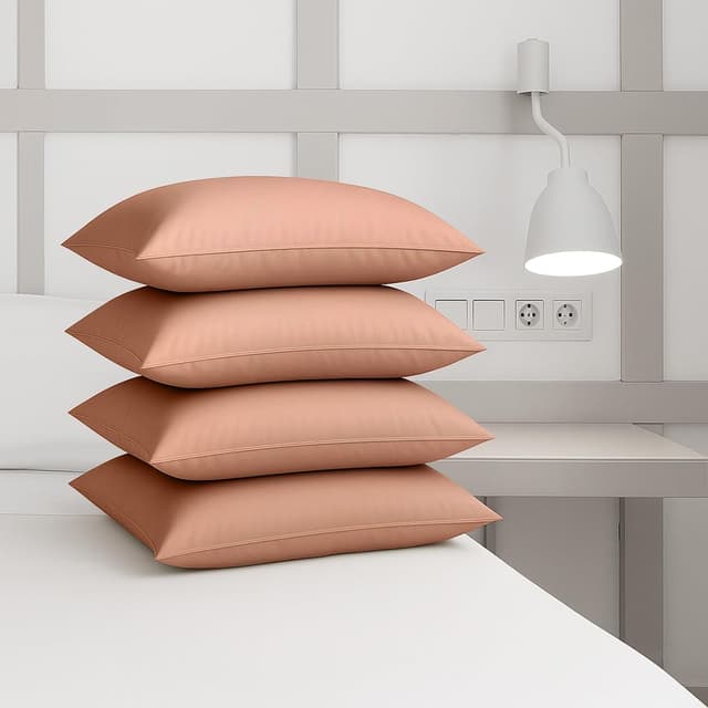 Detalle de CHCOMFORT CHComfort Pillow Cases 4 Pack (50 x 75 cm) – Ultra Soft Brushed Microfibre Covers in Brick Brown