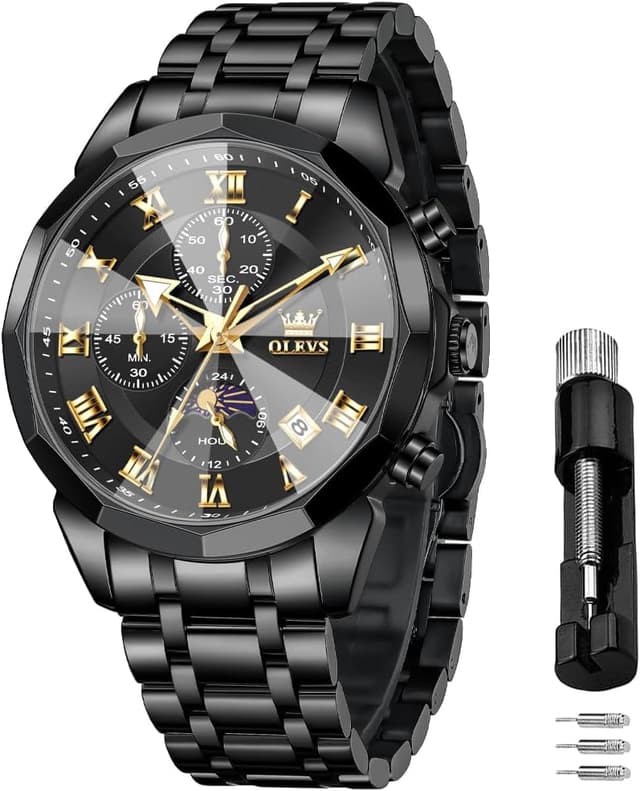 Detalle de OLEVS Männer Uhr Quarz Luxus Chronograph 3 ATM