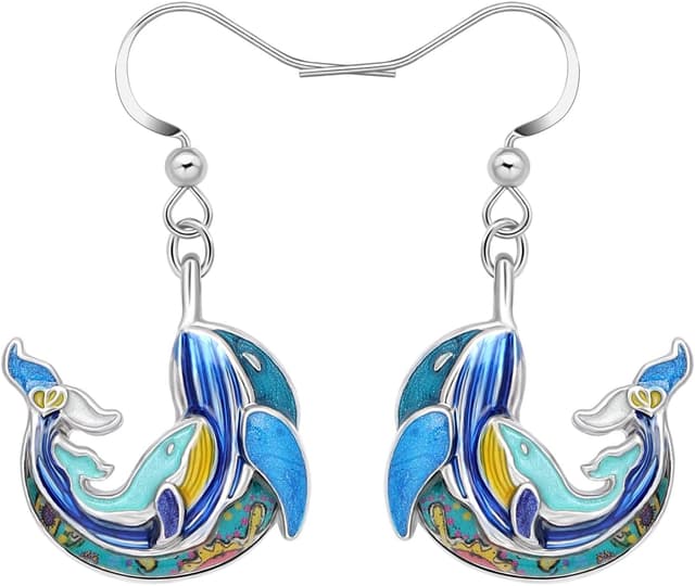 Detalle de LONYOO Emaille „Ozean Tiere“ baumelnde Ohrringe aus Zinklegierung (Meerestiere-Motiv)