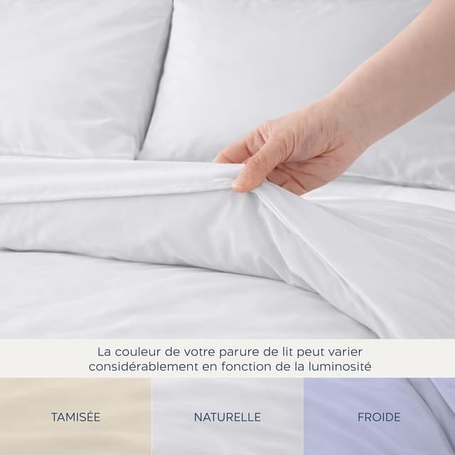 Thumbnail 6 de Parure de lit Twinzen Twinzen Housse de couette 260x240 cm avec 2 taies 65x65 cm, blanc en microfibre