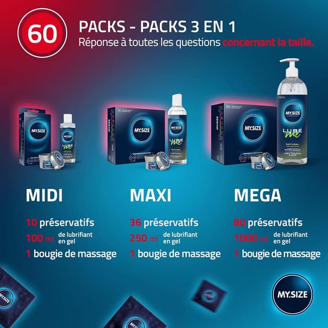 Detalle de MY.SIZE lot de 36 préservatifs taille 5 (60 mm) – latex, quasi inodores