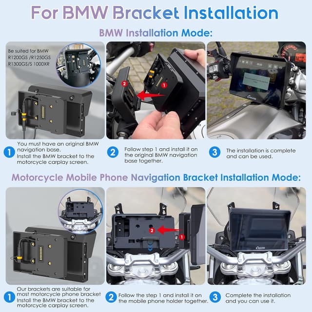 Thumbnail 6 de Carpuride W502PRO B für BMW-Motorräder: 5‑Zoll wasserdichter CarPlay/Android Auto Touchscreen mit Dual‑Bluetooth