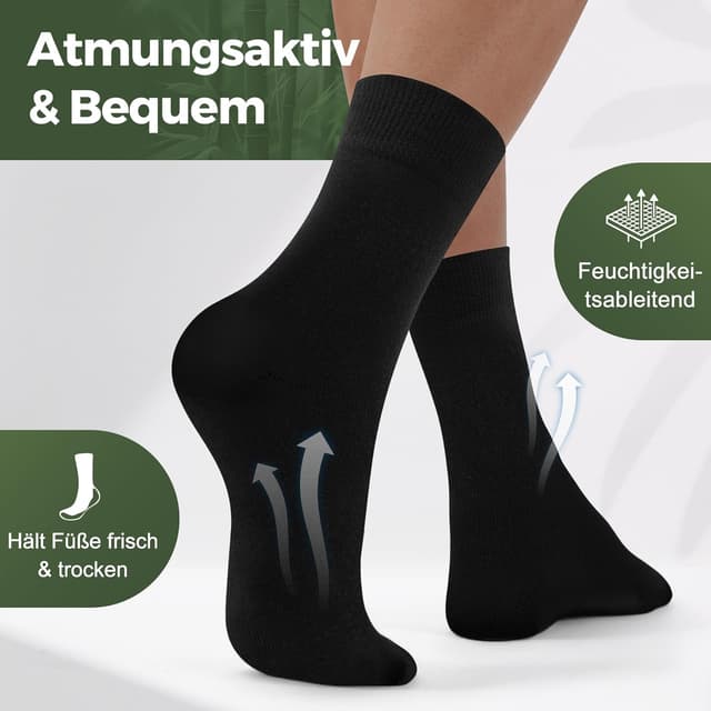 Detalle 2 de FALARY Bambus-Socken 6/12 Paar (Herren & Damen) – superweich, nahtlos & anti-Blasen