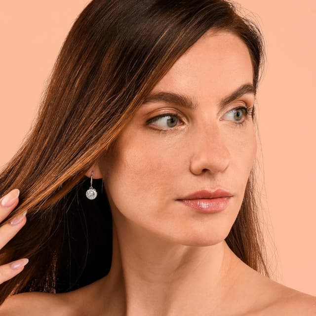 Detalle 2 de Zavana orecchini pendenti con zirconi colorati o bianchi, finitura argento o oro, confezione regalo