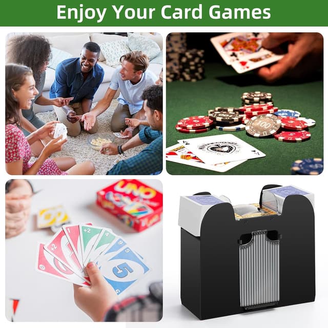 Detalle 2 de YUCEEN Automatic Card Shuffler for 1/2/4/6 Decks (Battery Operated) for UNO, Poker, Blackjack & More