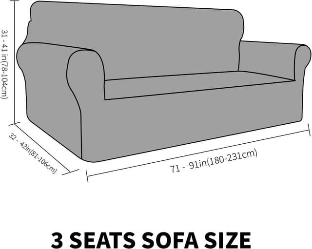 Detalle de MAXIJIN Housse de canapé en velours épais super extensible 3 places – protection anti-taches et anti-dérapante (bleu paon)