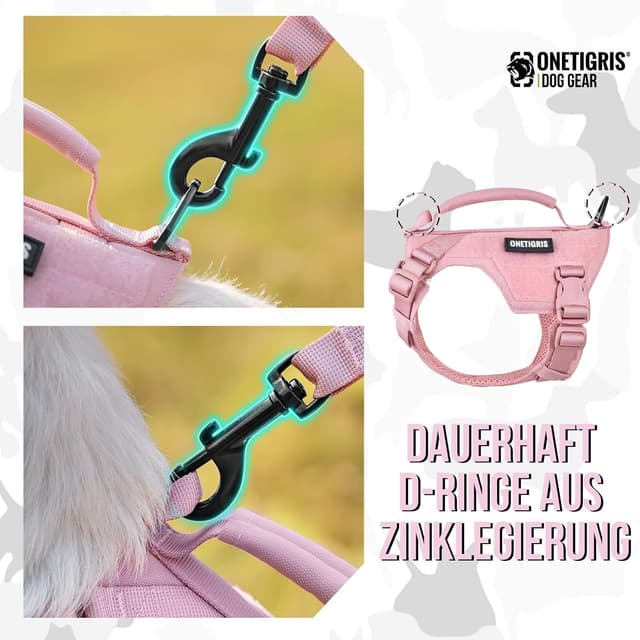 Detalle de OneTigris Harnais pour petit chien avec laisse 150 cm – Mini Trooper rose, taille XS