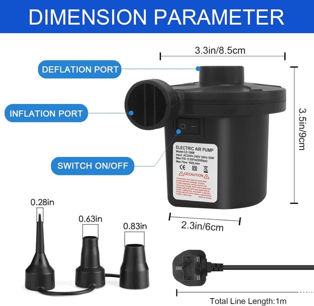 Detalle 2 de Jsdoin Electric Air Pump 50W 220V for Mattresses