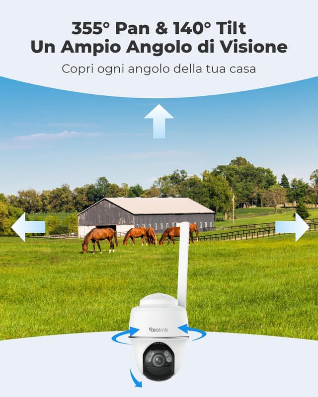 Detalle de Reolink 3G/4G LTE Telecamera SIM con microSD 32 GB, 5MP 360° PTZ e pannello solare