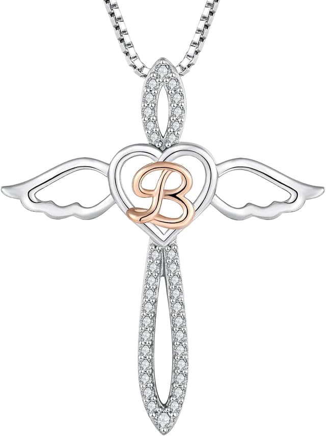 Thumbnail 6 de FJ Initialen-Kette „Buchstabe K“ mit Schutzengel-Anhänger aus 925 Sterling Silber und Zirkonia