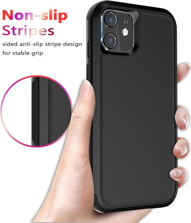 Detalle de Diverbox 3-in-1 iPhone 12 Case (Shockproof/Dropproof) with 9H Tempered Glass Screen Protector