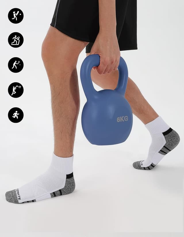 Detalle de CLOSEMATE 6 Paar Quarter Sneaker Socken für Herren – atmungsaktive Baumwoll-Laufsocken mit Frotteesohle