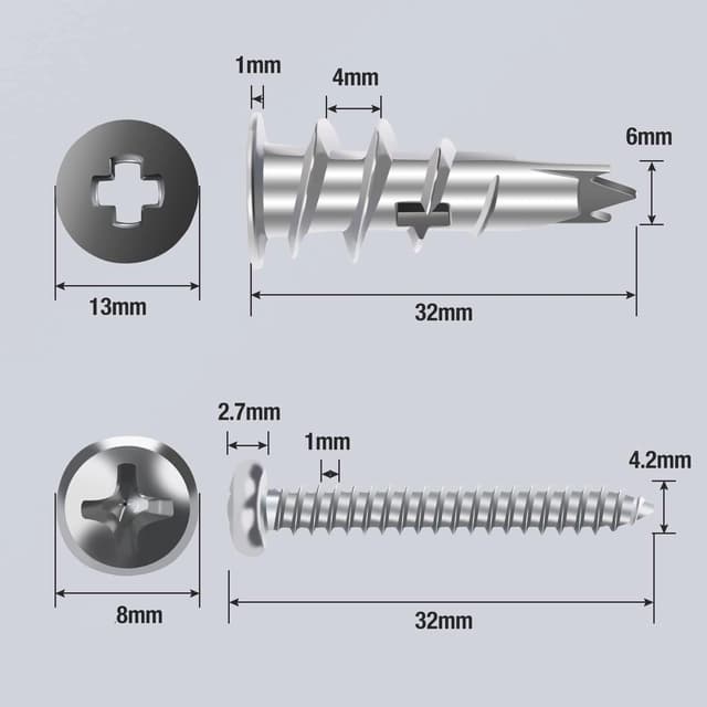 Detalle 2 de Shopexa DIY 30pk Plasterboard Fixings – metal self-drilling plasterboard screws & wall plugs