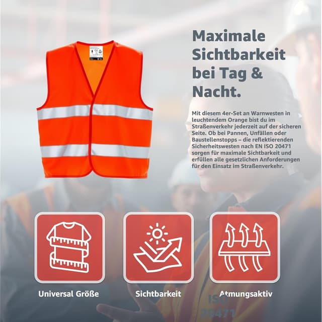 Thumbnail 1 de TK Gruppe Timo Klingler Warnwesten 4x ISO20471 Orange