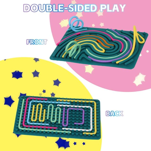 Thumbnail 3 de HUKUMA Sensorik Activity Board aus Silikon – doppelseitiges Fidget-Spielzeug mit 20 Schnüren & Reisetasche