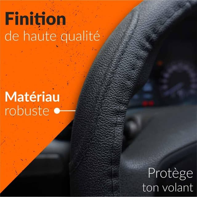 Detalle de Upgrade4cars Couvre-volant cuir noir taille 37-39 cm