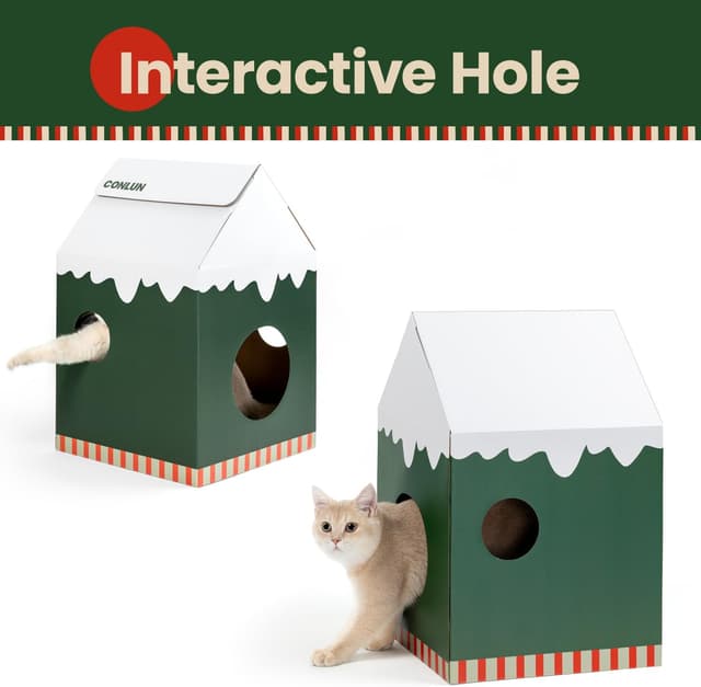 Thumbnail 3 de Conlun Cardboard Cat House Medium 33cm