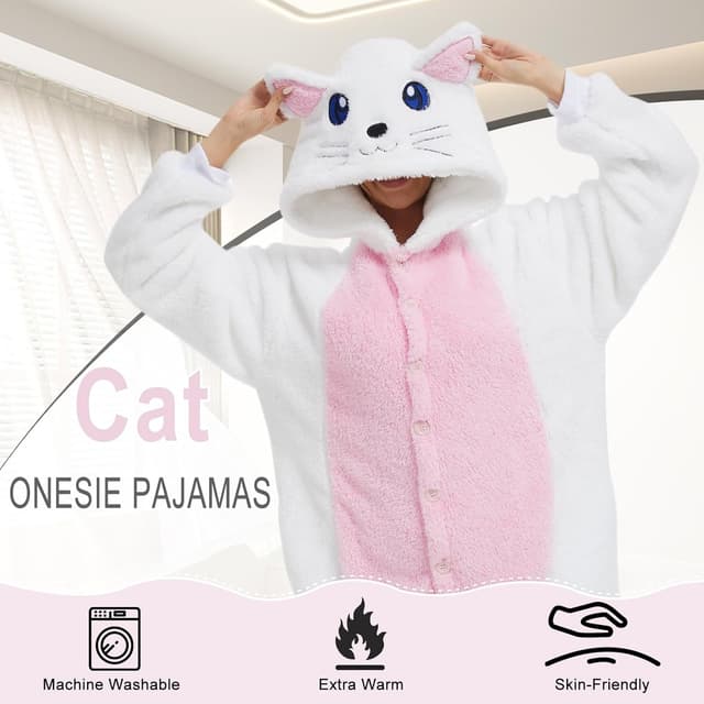 Detalle de Luojida Combinaison Pyjama pilou pilou unisexe type kigurumi avec poches et chapeau