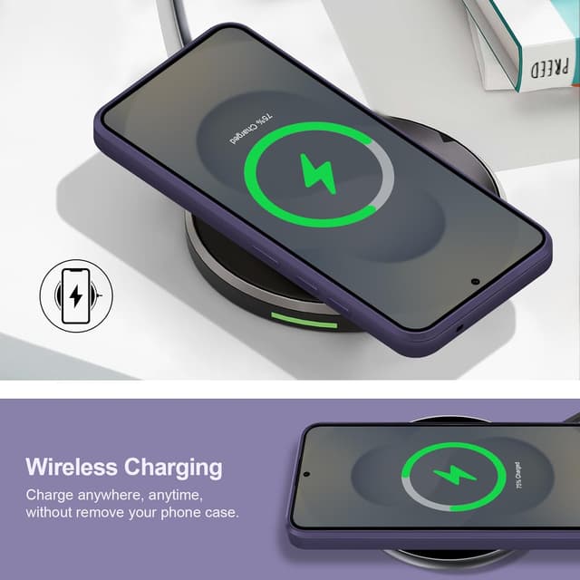 Detalle de Btstring Hülle für Samsung Galaxy S25 Plus – Silikon-Case mit weichem Mikrofaserfutter (lila)