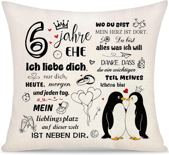 Imagen de 6 Jahre Ehe Hochzeitstag Kissenbezug en OfertitasTOP
