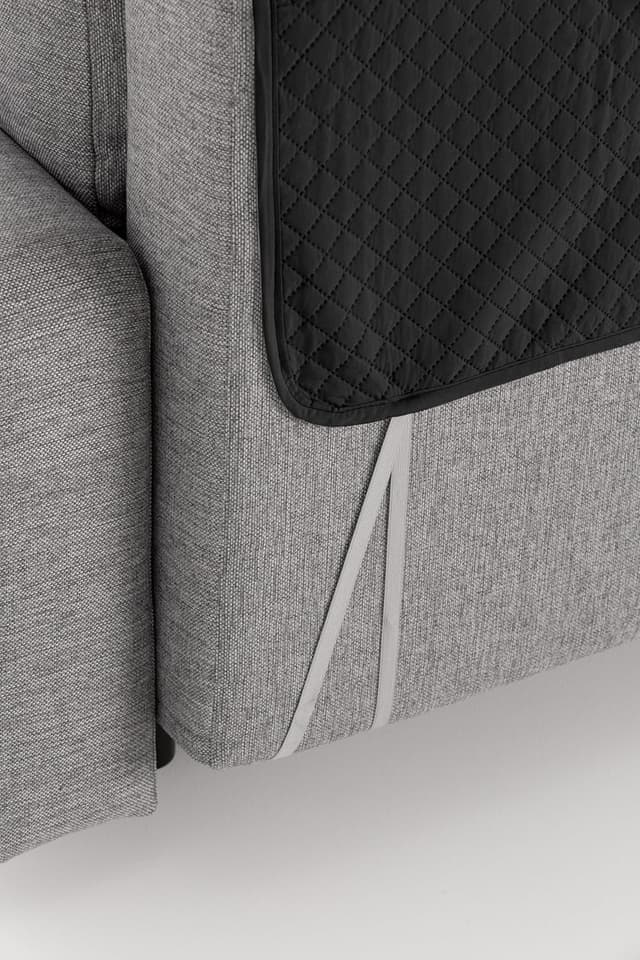 Detalle de Textilhome Copridivano 3 posti con penisola sinistra Adele trapuntato reversibile universale nero (fino a 200 cm)