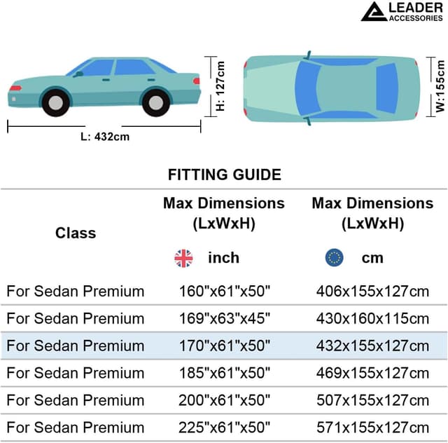 Thumbnail 4 de Leader Accessories Premium Autoabdeckung 432×155×127 cm