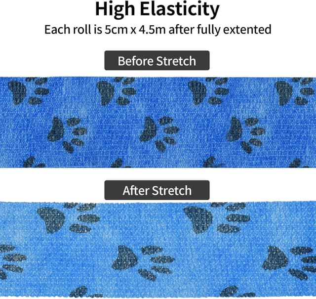 Detalle de 12 Stück selbstklebende Bandage für Hund & andere Haustiere – Vet Wrap Pet Kohäsivverband