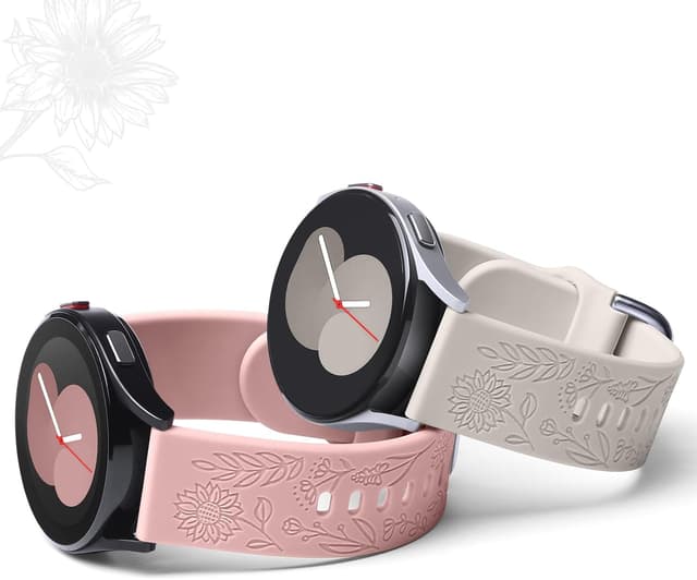 Detalle de Mastten Sunflowers engraved silicone strap for Samsung Galaxy Watch 7/6/5/4 (20mm) – engraved sunflower design