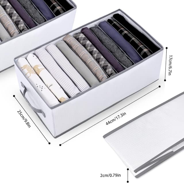 Detalle 2 de sprecenk Ordnungssystem Organizer Kleiderschrank – 2 Pack Faltboxen mit 12 Gittern, hellgrau