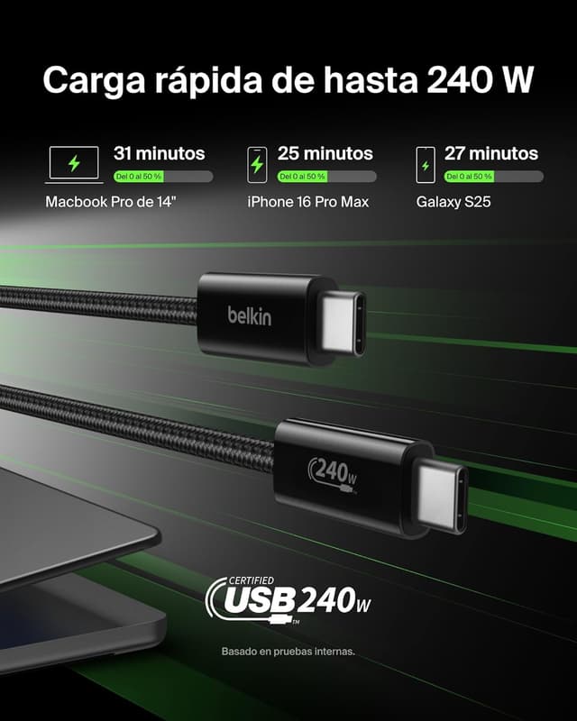 Thumbnail 1 de Belkin Pack 2 Cables USB-C Trenzados 1.5m ⚡ Carga Rápida