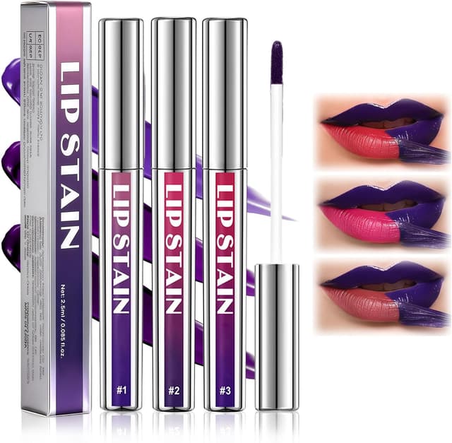 Detalle de Pack 3 x peel off lip stain longue durée (matte) avec crayon à lèvres imperméable