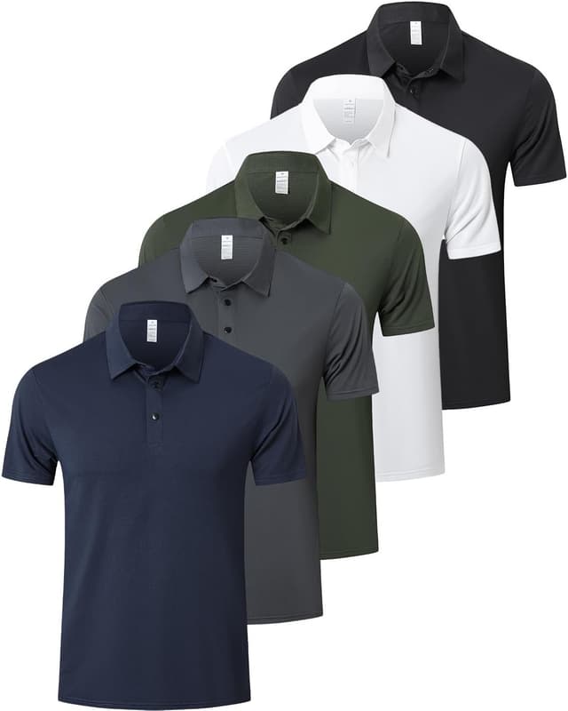 Thumbnail 6 de ZENGVEE 1/3/5 Pack Men’s Polo Shirts – Breathable Quick-Dry Golf Polos with 3 Buttons