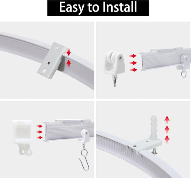 Detalle 2 de Taaizau Flexible Deckenvorhangschiene – gebogene Schiene zur Deckenmontage, biegsamer Raumteiler (3 Meter)