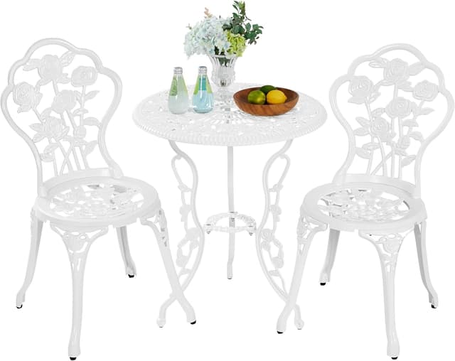 Detalle de Yaheetech conjunto exterior blanco