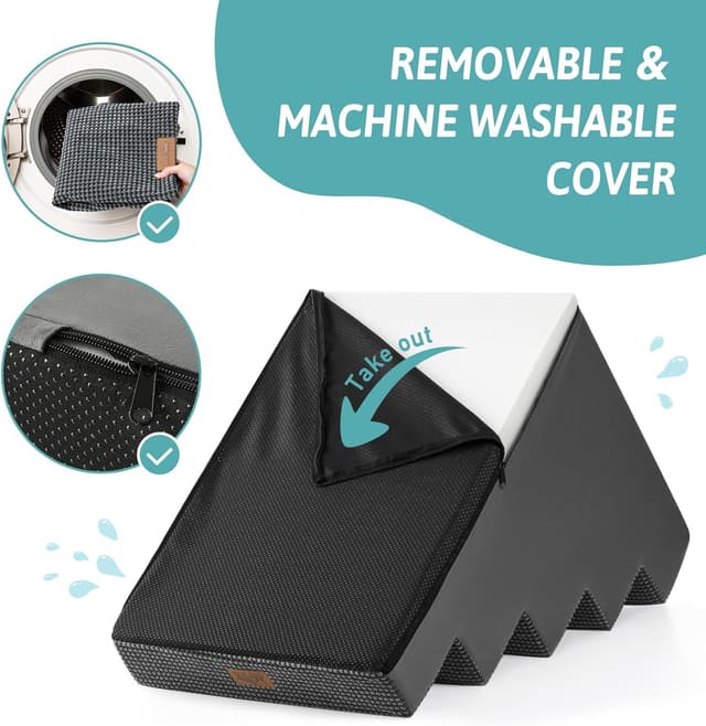 Detalle 2 de COZY KISS Wide Dog Stairs for Small Dogs – 5-Step Non-Slip Pet Steps (Dark Grey)