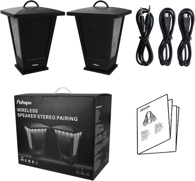 Thumbnail 6 de pohopa Bluetooth Speakers Waterproof (2-Pack) TWS True Wireless + 20W Outdoor Lantern Lights, Black